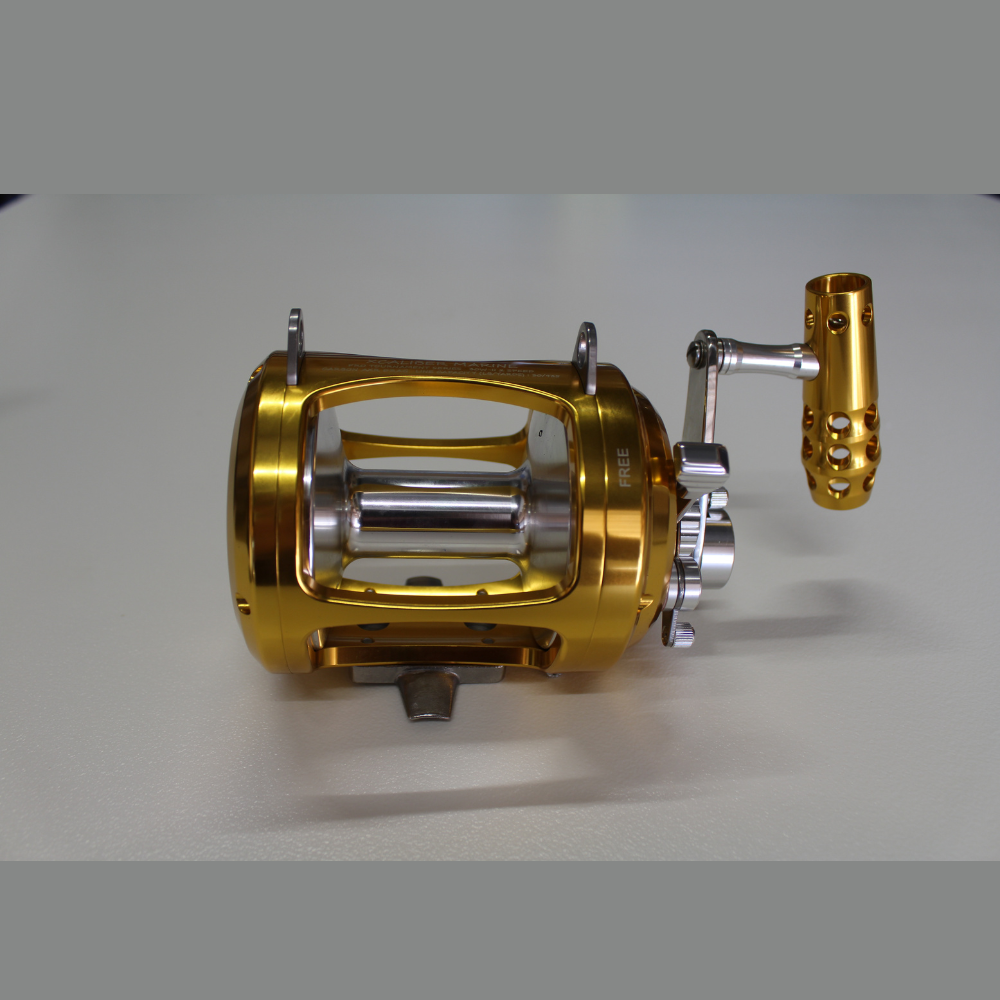 Pro Tournament Trolling Reel 2 Speed Lever Drag (30W and 50W)THIS IS OUR PRO TOURNAMENT SERIES 2 SPEED LEVER DRAG TROLLING REEL (30W and 50W)
Two Speed Gearbox
Gear Ratio 3.6:1/1.3:1
CARBON AXR DRAG SYSTEM
4 Stainless Steel Basaltwater reelXcaliber marine incXcaliber marine inc