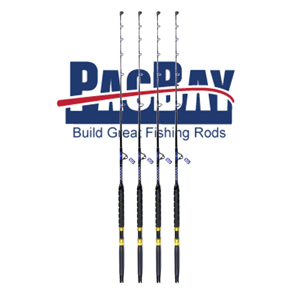 Set Of 4 Tournament Series Trolling Rods 15-30 LB
SET OF 4 TOURNAMENT SERIES 15-30LB
ALL OF OUR RODS ARE MADE USING SOLID E GLASS BLANKS,NOT INFERIOR COMPOSIT OR HOLLOW BLANKS 
!!!!! NOW FEATURING PACIFIC BAY GUIDESaltwater RodsXCALIBER MARINEXcaliber marine inc