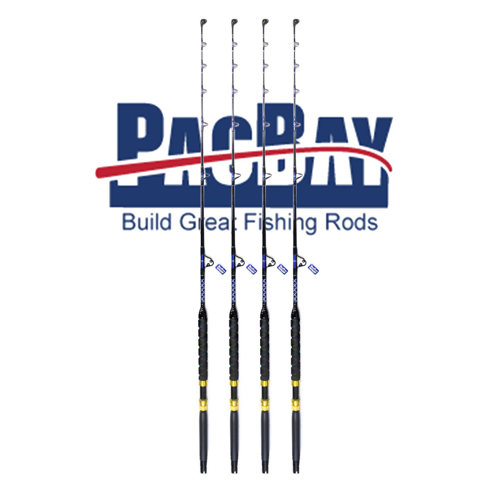 Set Of 4 Tournament Series Trolling Rods 30-80 LB
SET OF 4 TOURNAMENT SERIES 30-80 LB
ALL OF OUR RODS ARE MADE USING SOLID E GLASS BLANKS,NOT INFERIOR COMPOSIT OR HOLLOW BLANKS 
!!!!! NOW FEATURING PACIFIC BAY GUIDSaltwater RodsXCALIBER MARINEXcaliber marine inc